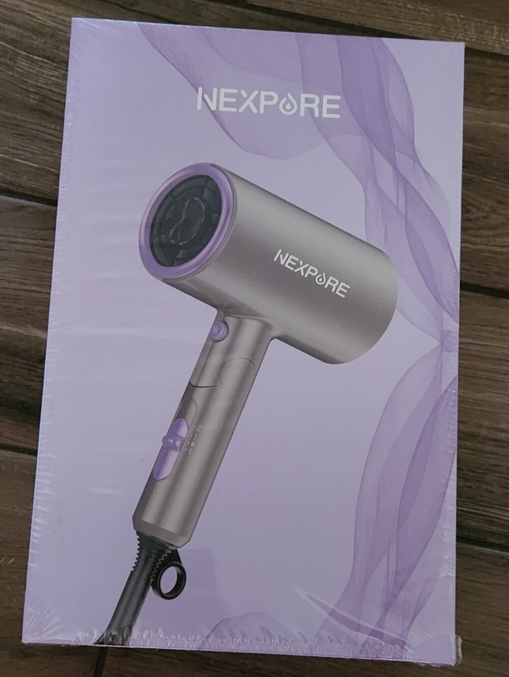 NEXPORE Compact Hair Dryer - Silver with Purple Accents